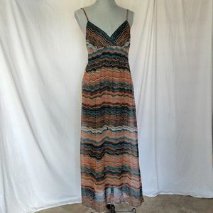 She's Cool Women Colorful  Chevron Summer Long Maxi Strappy Dress